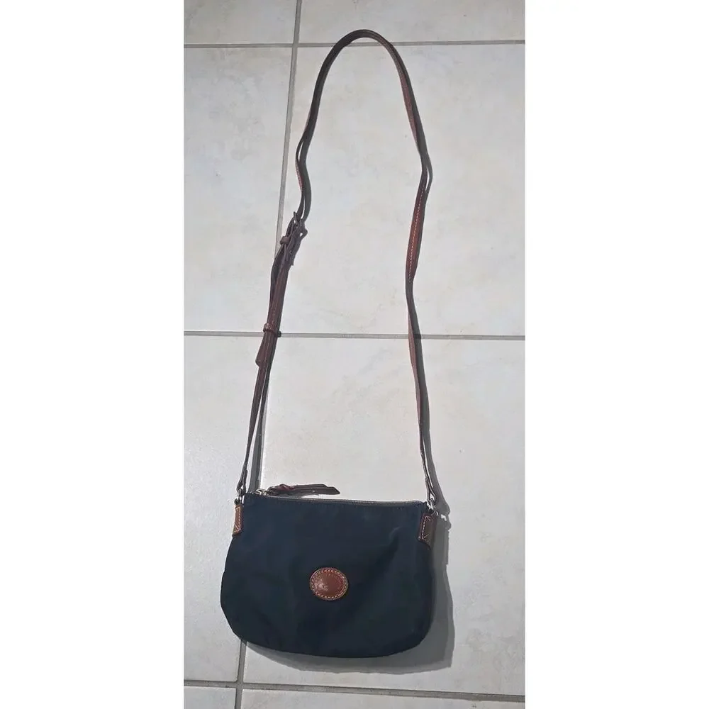 Dooney & Bourke Navy Crossbody Bag with Zip Closure Adjustable Strap Gold - Picture 5 of 12